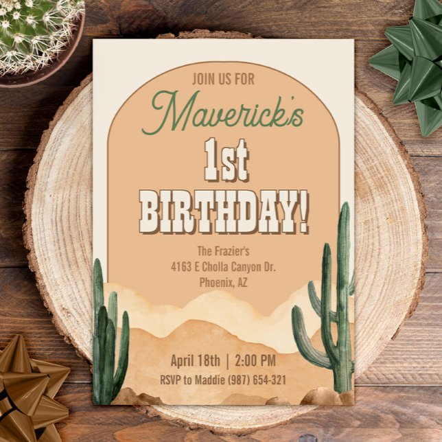 Invitación Boho Desert Cactus Partido del Cumpleaños del Suro (Subido por el creador)
