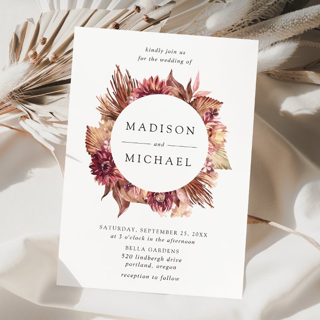 Invitación Boho Desert Floral Wreath Boda (Subido por el creador)