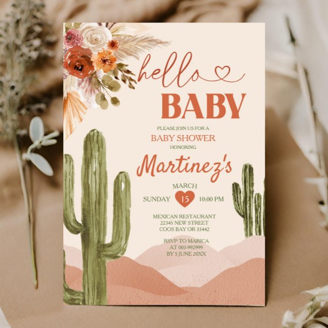 Invitación Boho Desert Texas baby ducha cactus suroeste (Subido por el creador)
