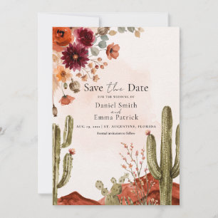 Invitación Boho Desierto Mexicano Cactus Bohemio Guardar la F