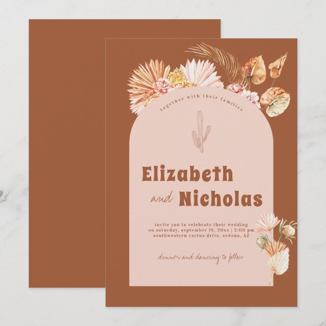Invitación Boho Desierto Minimalista Moderno | Terracota (Anverso / Reverso)
