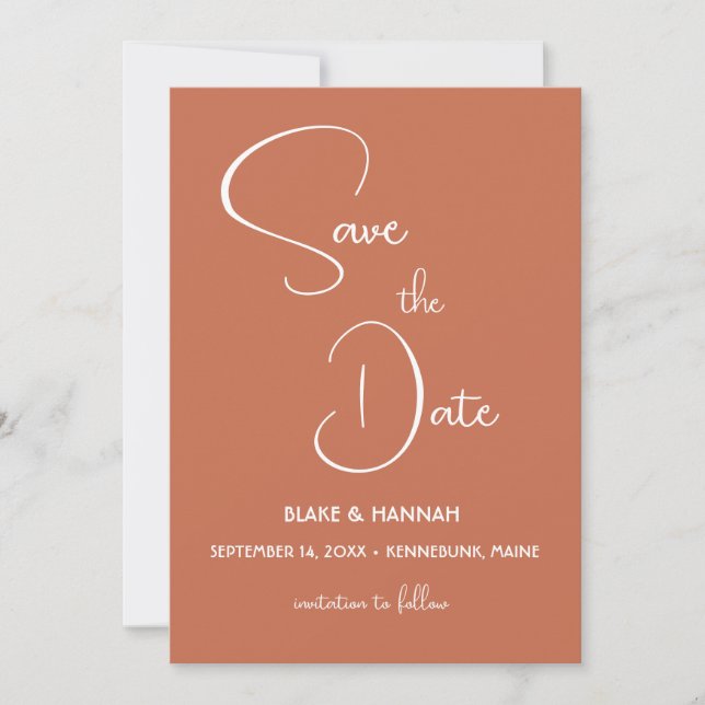 Invitación Boho Desierto Terracota Minimalista Salva la Fecha (Anverso)