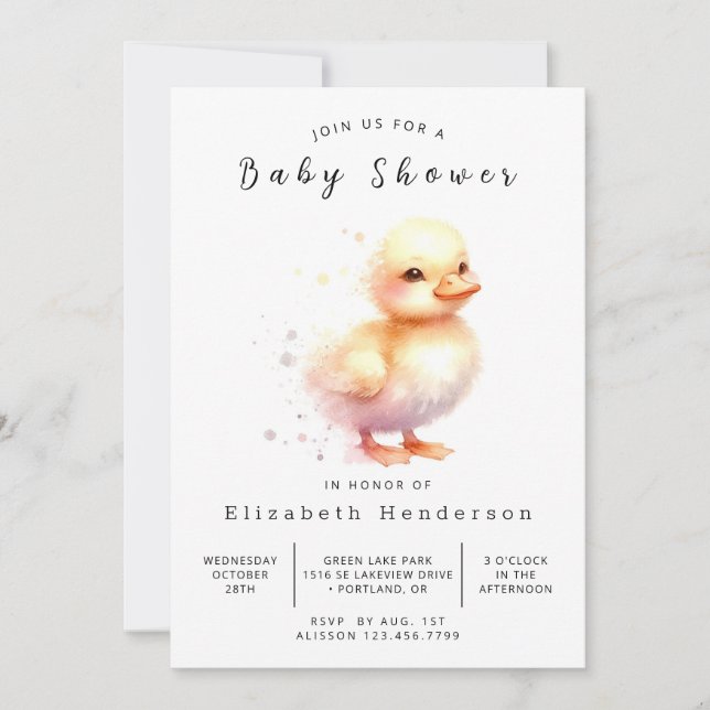 Invitación Boho Digital Duck Baby Shower (Anverso)