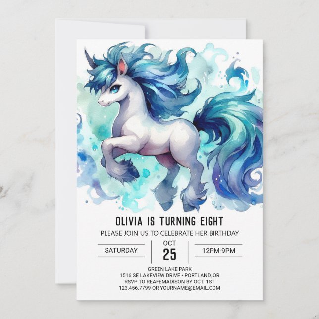Invitación Boho Digital Horse Birday (Anverso)