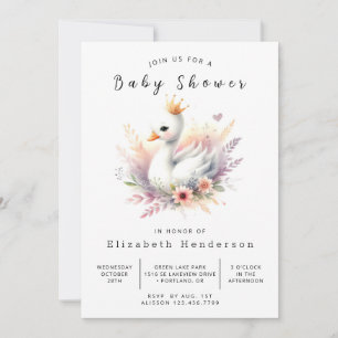 Invitación Boho Digital Swan Baby Shower