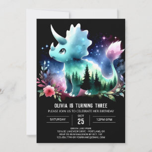 Invitación Boho Dino Triceratops Cumpleaños