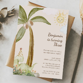 Invitación Boho Dinosaur Fiesta de Cumpleaños de Niños de Cua