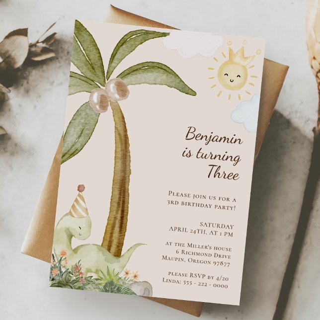 Invitación Boho Dinosaur Fiesta de Cumpleaños de Niños de Cua (Subido por el creador)