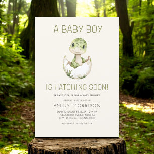 Invitación Boho Dinosaur Hatching Pronto Baby Boy Shower