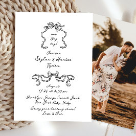 Invitación Boho Doodle manuscrito retro negro y blanco simple