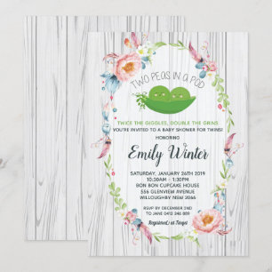 Invitación Boho dos maricas en un Baby Shower de pod