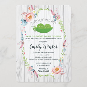 Invitación Boho dos maricas en un Baby Shower de pod