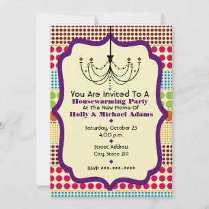 Invitación Boho Dots Funky Chandelier Fiesta Calentador de la
