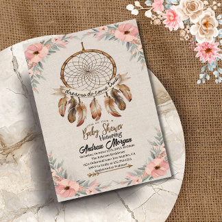Invitación Boho Dream Catcher Boy Rustic Baby Shower