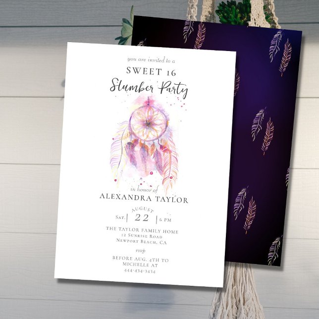 Invitación Boho Dream Catcher Dulce Rosa 16 Fiesta de madera (Subido por el creador)