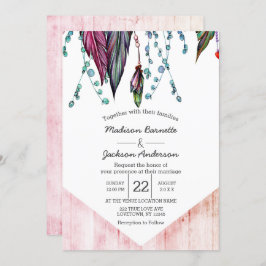 Invitación Boho Dream Catcher & Feathers Wedding Invitation