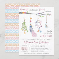 Boho Dream Catcher Tribal Feathers Virtual Shower