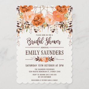 Invitación Boho Dreamcatcher Fall Floral Bridal Shower