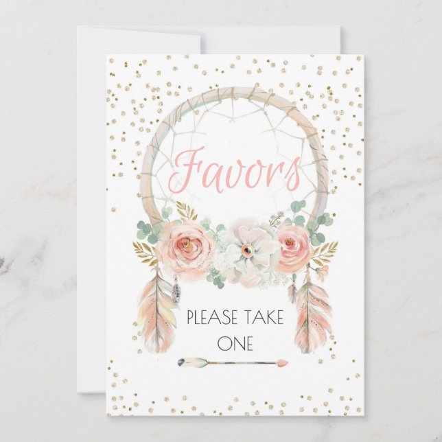 Invitación Boho Dreamcatcher Favor Rótulo 5x7" (Anverso)