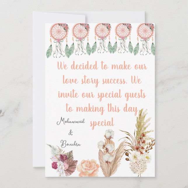 Invitación Boho Dreamcatcher Wedding Invitation Set (Anverso)