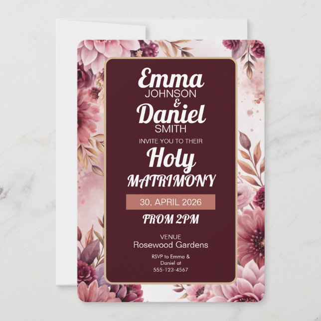 Invitación Boho Dreams Holy Matrimony Wedding Invitation (Anverso)
