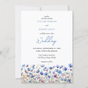 Invitación Boho dreamy azul flores silvestres pradera floral