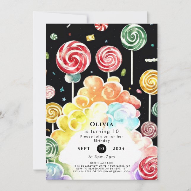 Invitación Boho Dreamy Candyland Cumpleaños (Anverso)