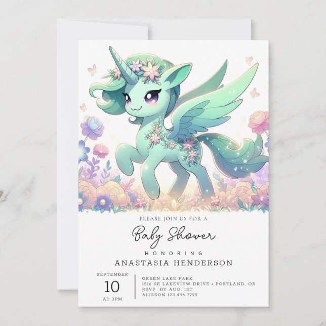 Invitación Boho Dreamy Unicorn Baby Shower (Anverso)