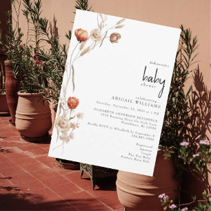 Invitación Boho Dried Floral Neutral Baby Shower