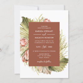 Invitación Boho Dried Floral Watercolor Terracotta Boda