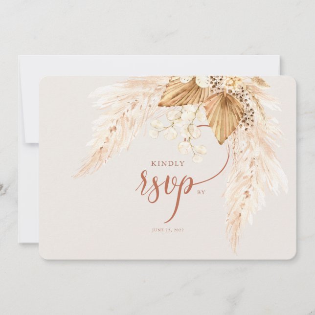 Invitación Boho Dried Flowers and Pampas Grass RSVP Invitati (Anverso)