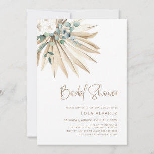 Invitación Boho Dried Palm Leaf Bouquet Briquet Shower