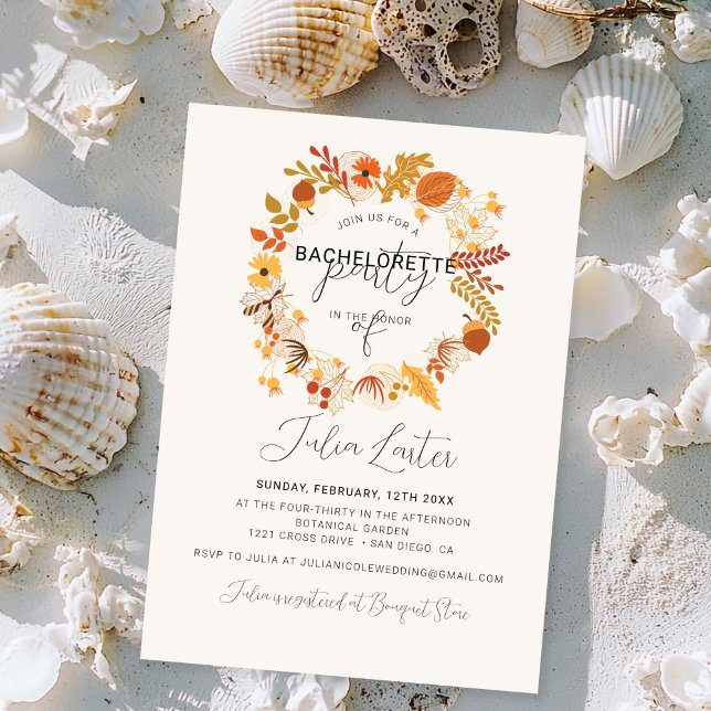 Invitación Boho Dried Rustic Floral Fall Bachelorette (Subido por el creador)