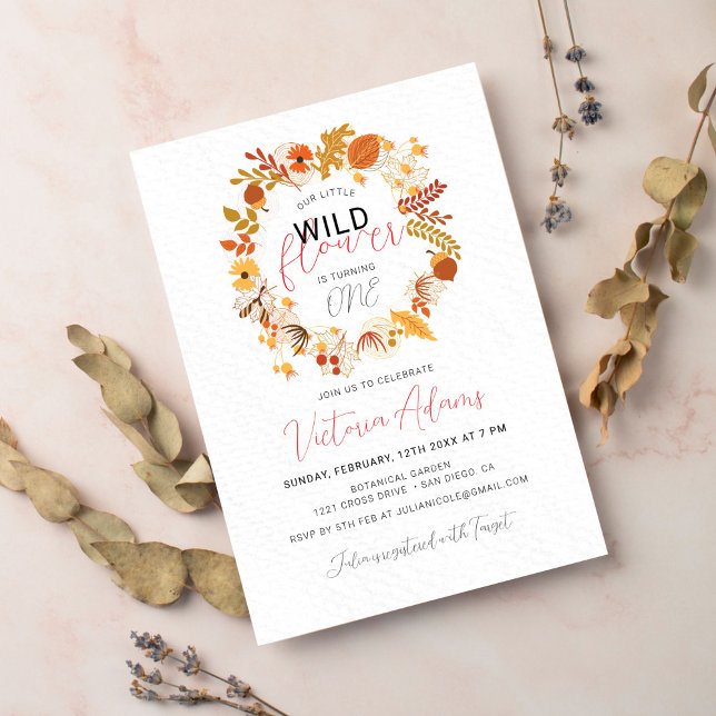 Invitación Boho Dried Rustic Floral otoño cae Cumpleaños (Subido por el creador)