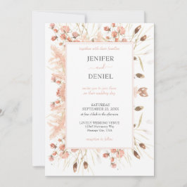 Invitación Boho Dried Watercolor Floral Wedding
