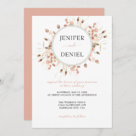 Invitación Boho Dried Watercolor Floral Wedding