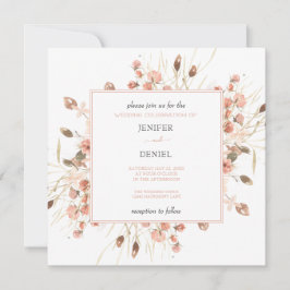Invitación Boho Dried Watercolor Floral Wedding