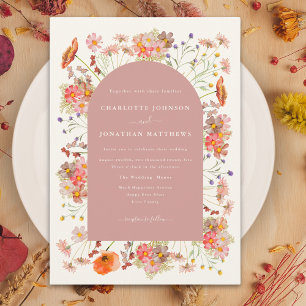 Invitación Boho Dried Wildflowers Wedding Fall Wedding