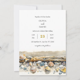 Invitación Boho Driftwood Sea Shely Sandy Shoreline Boda