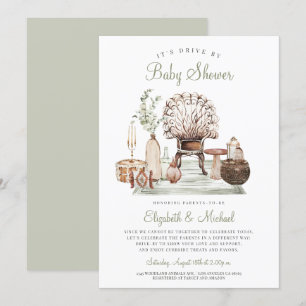 Invitación Boho Drive De Green Eucalyptus Baby Shower Invitat