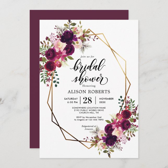 Invitación Boho, ducha geométrica boda de novia (Anverso / Reverso)