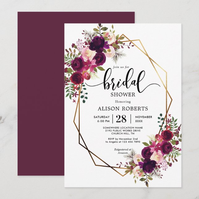 Invitación Boho, ducha geométrica boda de novia (Anverso / Reverso)