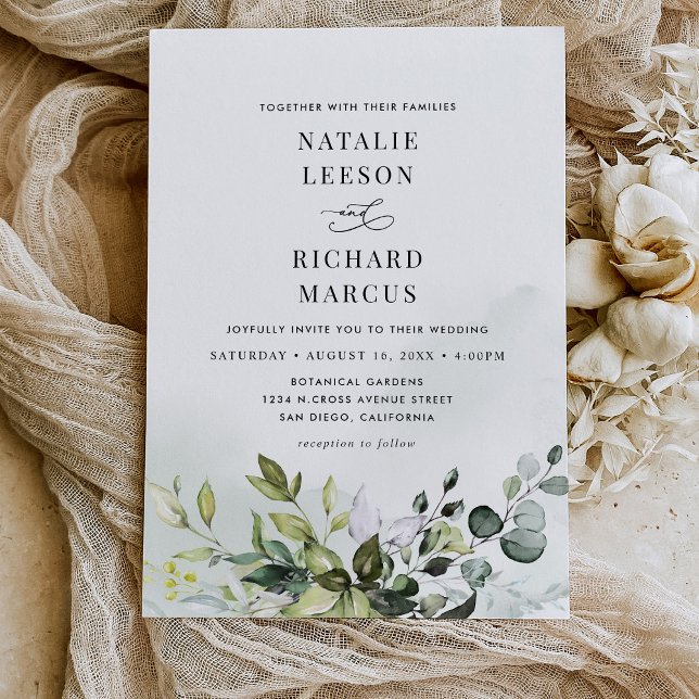 Invitación Boho Dusty Blue Eucalyptus Greenery Boda (Subido por el creador)