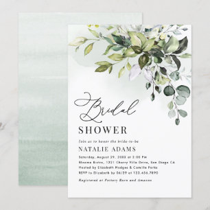 Invitación Boho Dusty Blue Eucalyptus Greenery Bridal Shower