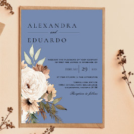 Invitación Boho Dusty Blue Floral Boda