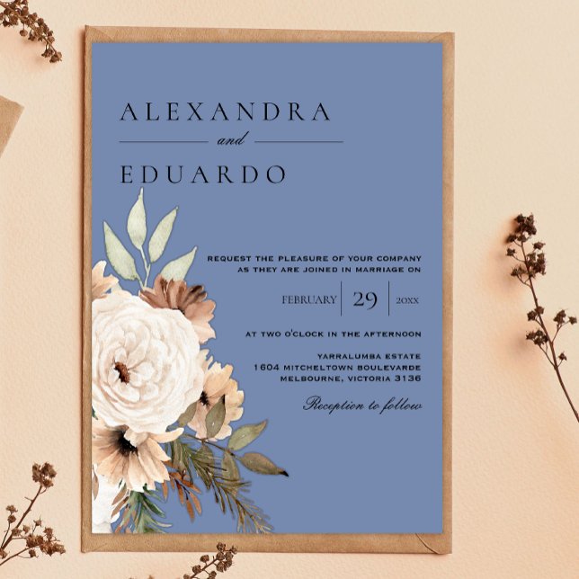 Invitación Boho Dusty Blue Floral Boda (Subido por el creador)
