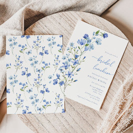 Invitación Boho Dusty Blue Floral Bridal Luncheon
