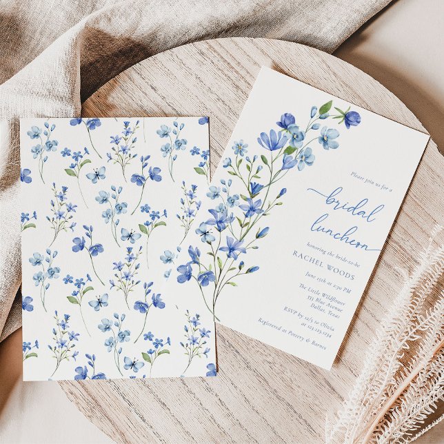 Invitación Boho Dusty Blue Floral Bridal Luncheon (Subido por el creador)
