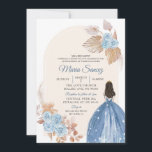 Invitación Boho Dusty Blue Floral Mexicana Quinceañera Invita<br><div class="desc">Invitación a la Quinceañera mexicana de Boho Dusty Blue Floral</div>