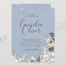Invitación BOHO Dusty Blue Pampas Boda Floral